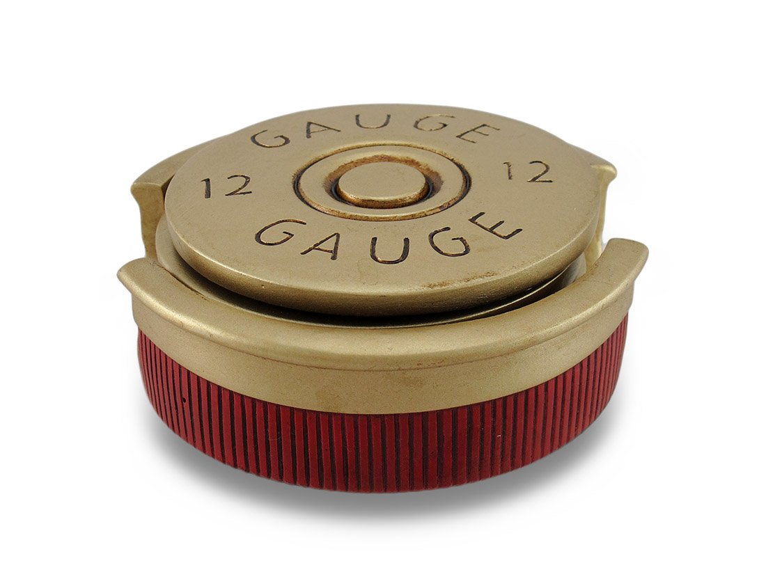 HomeWetBar shotgun shell coaster holder base, brick-red finish, prevents scratches.