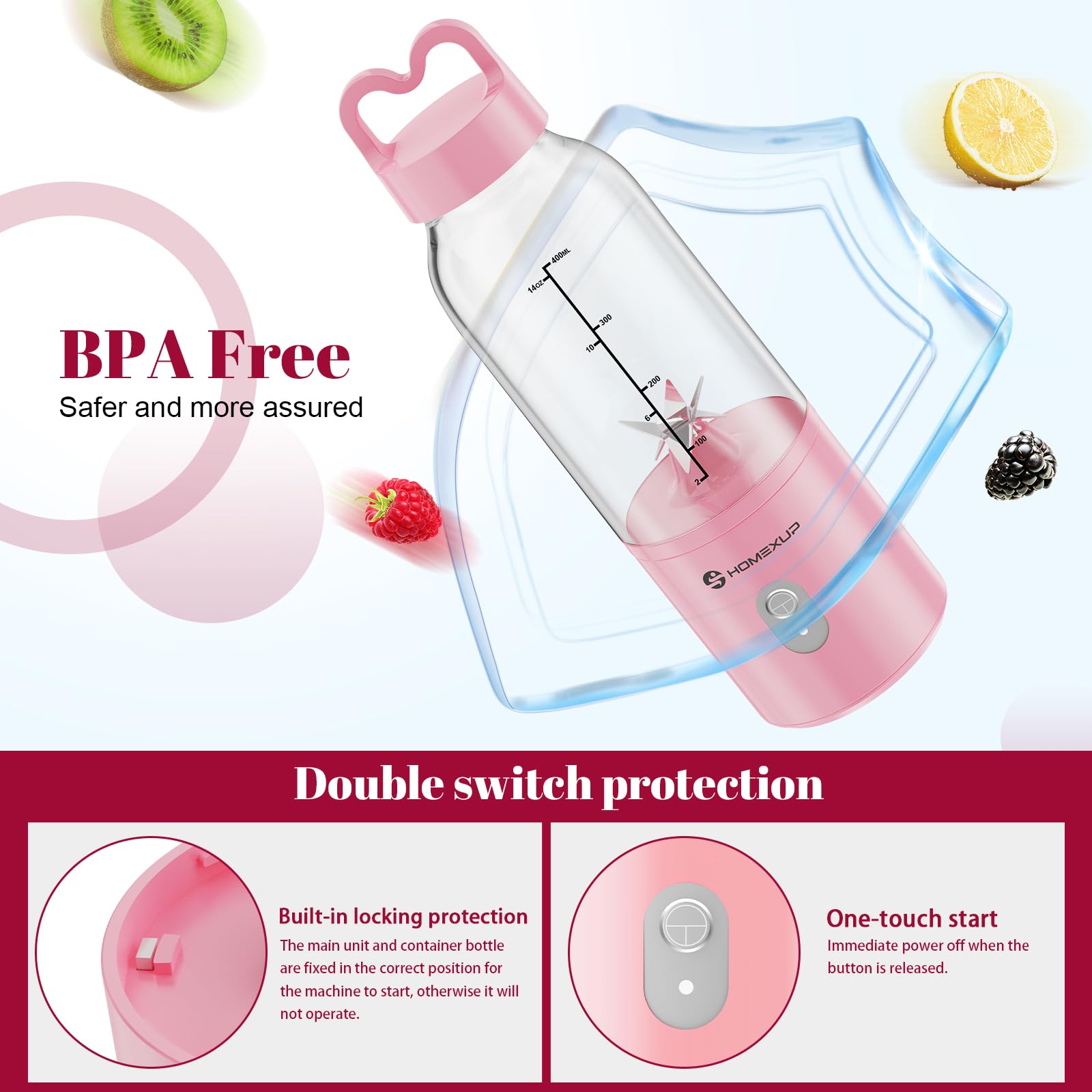 HOMEXUP blender accessories kit including ice molds funnel brush