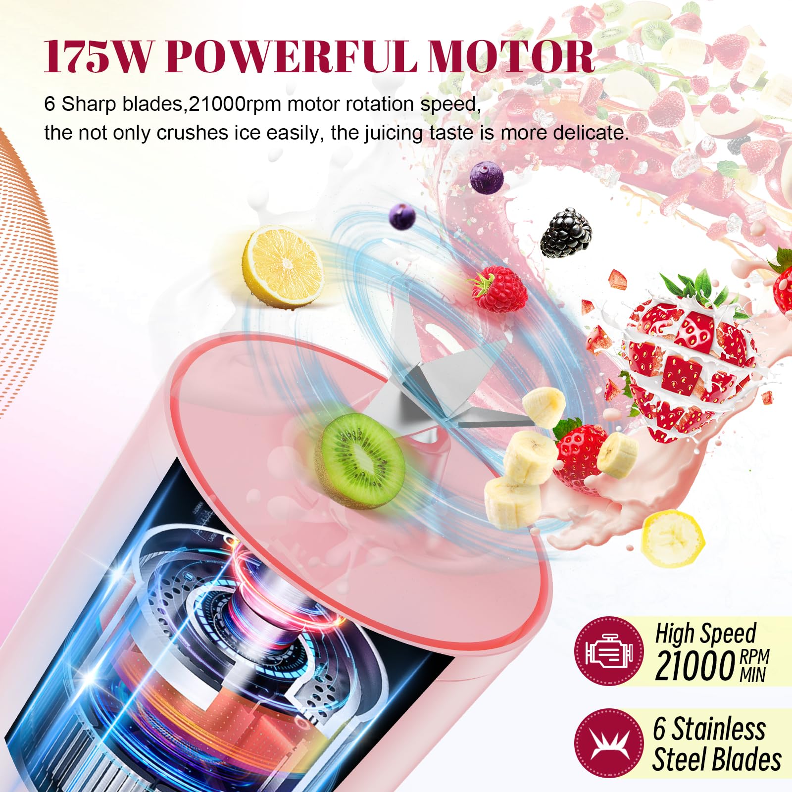 HOMEXUP portable blender crushing ice for icy drinks