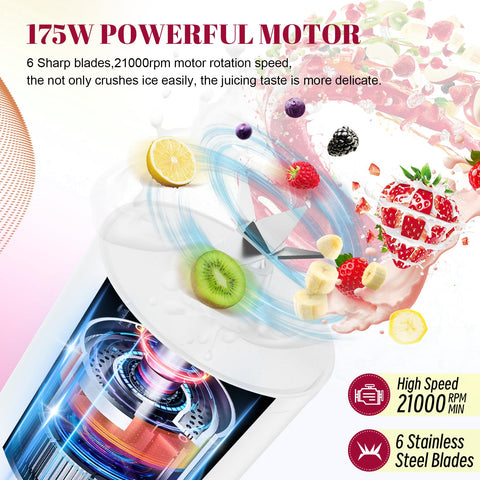 Homexup motor unit delivers 175W power for fast personal blends.