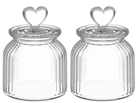 HomeyHoney 22 oz clear glass canister with heart lid for stylish pantry storage