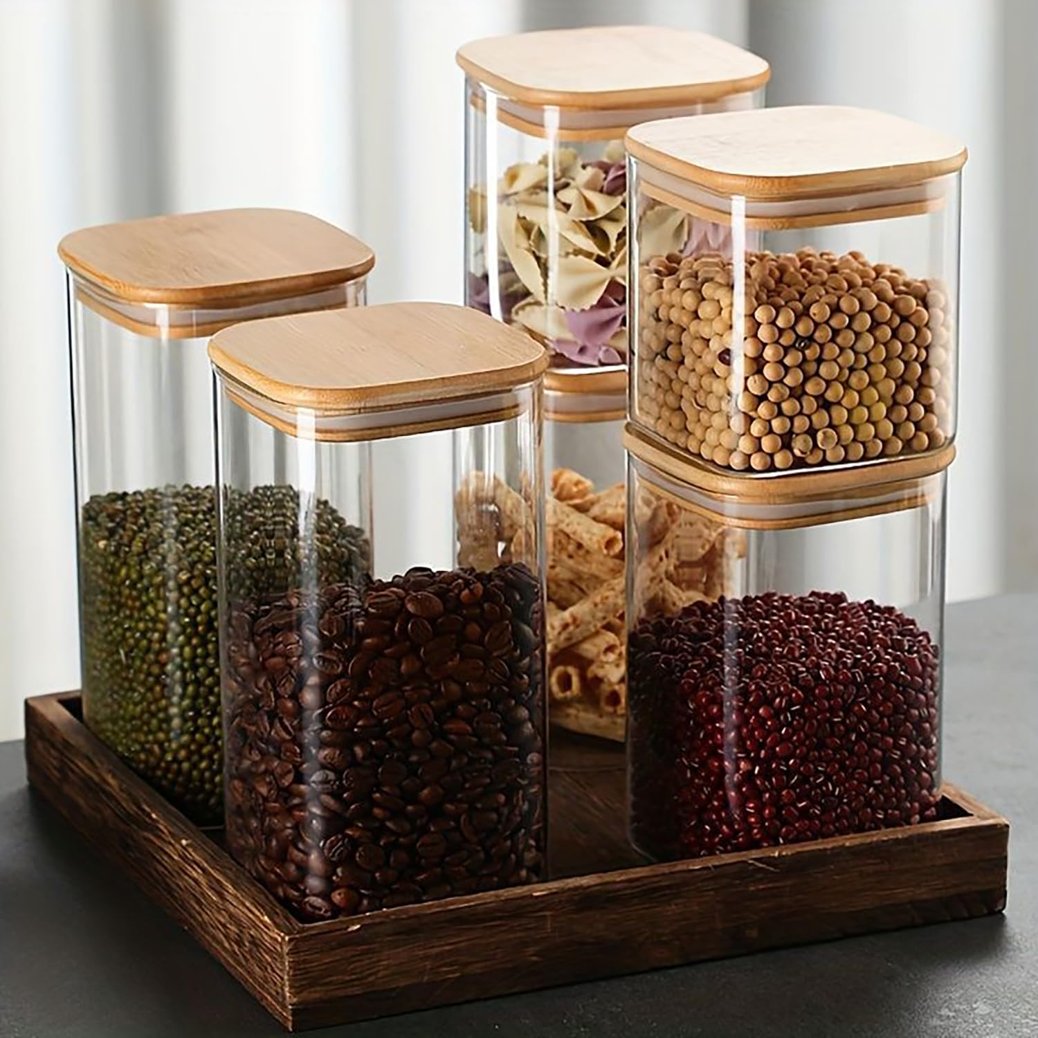 HomeyHoney square glass jars elevate kitchen decor while keeping snacks organized