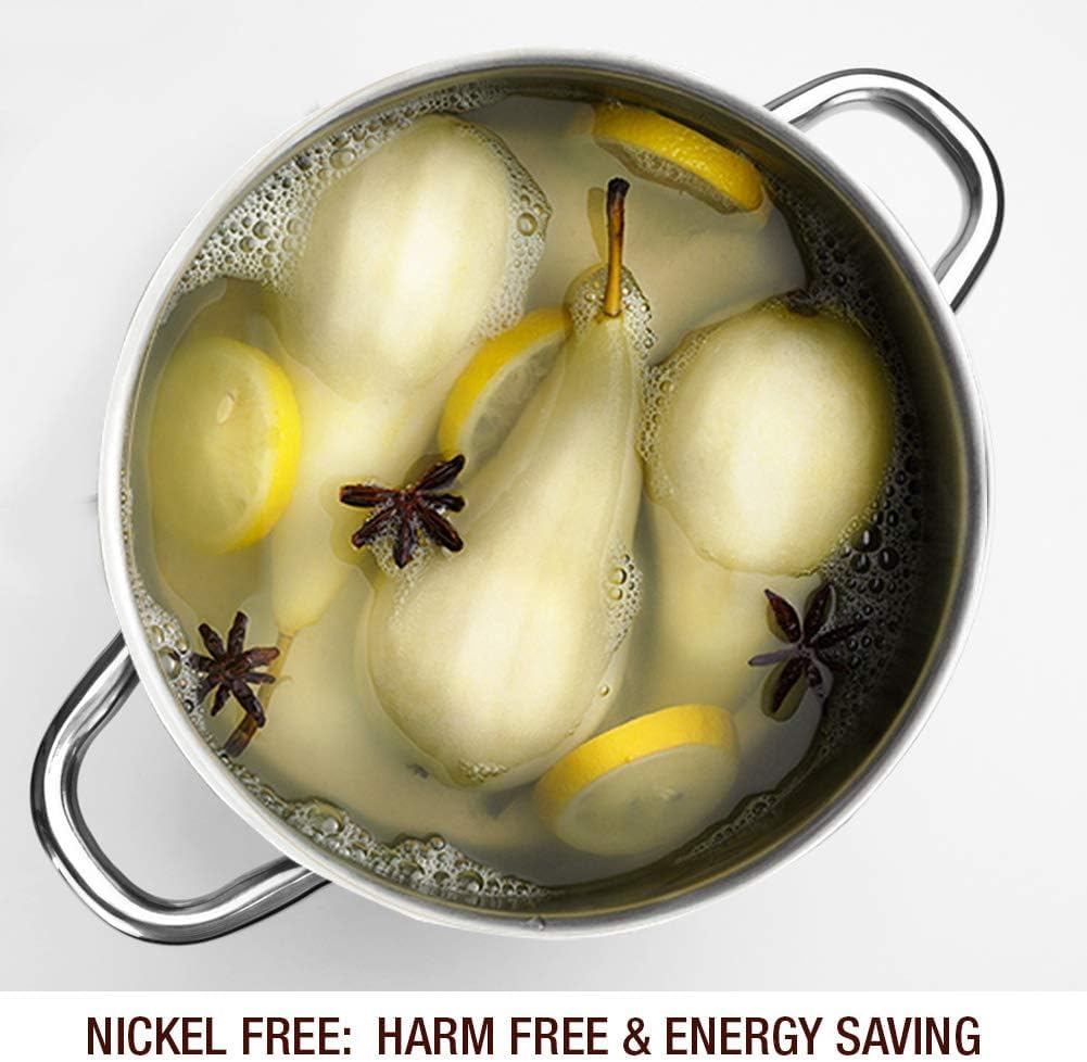 HOMICHEF 3-ply base stock pot showing thick 4mm base for even heat.