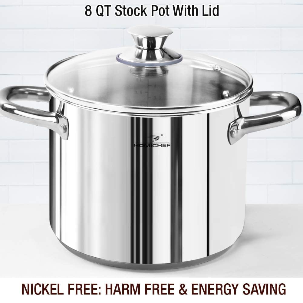 HOMICHEF eight-qt stock pot with lid for family meals