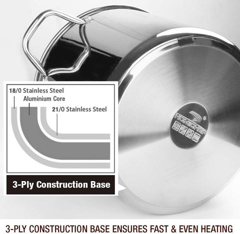 HOMICHEF mirror-polished exterior stock pot adds elegant kitchen appeal.