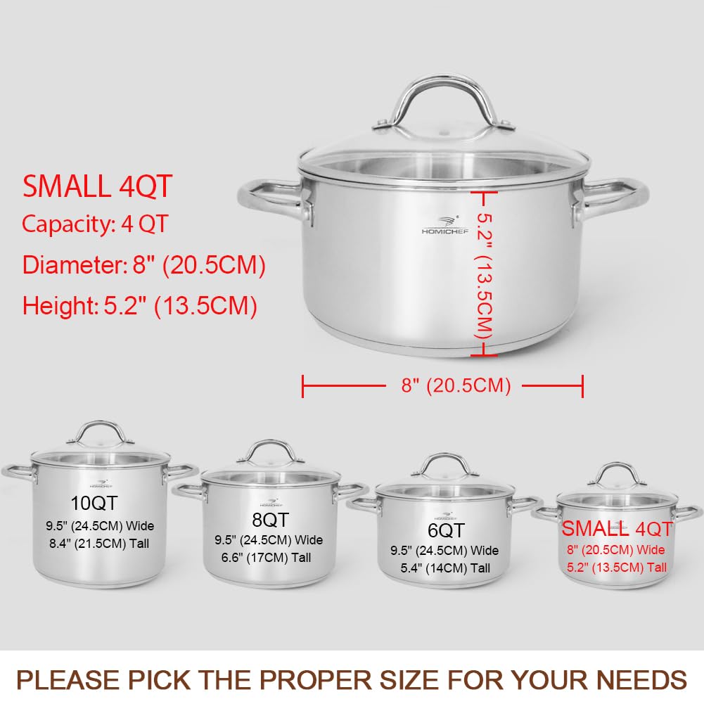 HOMICHEF nickel-free stock pot with cool, riveted handles for safe stirring.