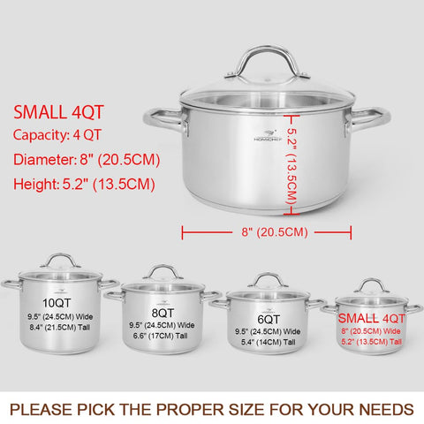HOMICHEF nickel-free stock pot with cool, riveted handles for safe stirring.