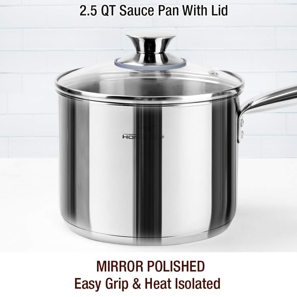 HOMICHEF nine-point-five-inch sauté pan with lid for braising