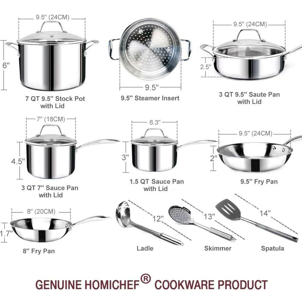 HOMICHEF 1.5-qt sauce pan paired with 3-qt for varied sauces