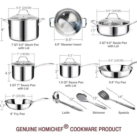 HOMICHEF 1.5-qt sauce pan paired with 3-qt for varied sauces
