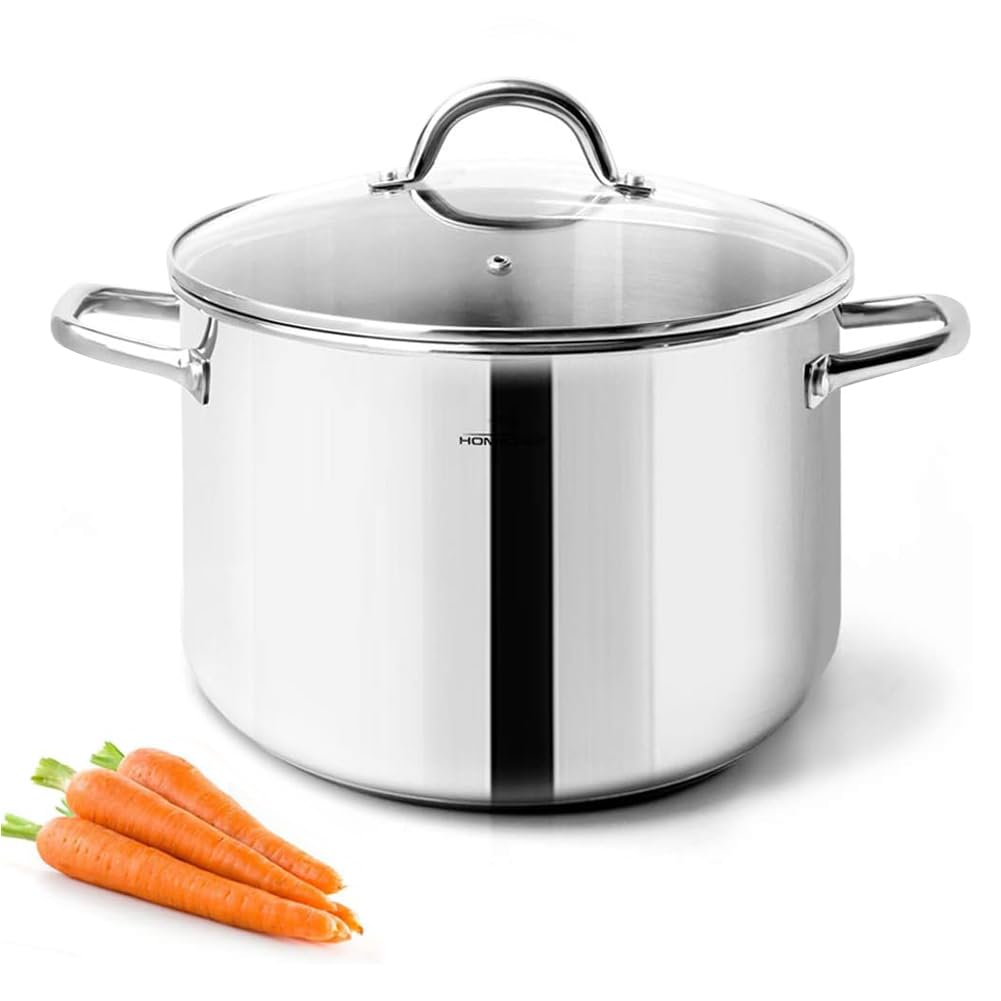 HOMICHEF small stock pot in nickel-free stainless steel for durable, energy-saving cooking.
