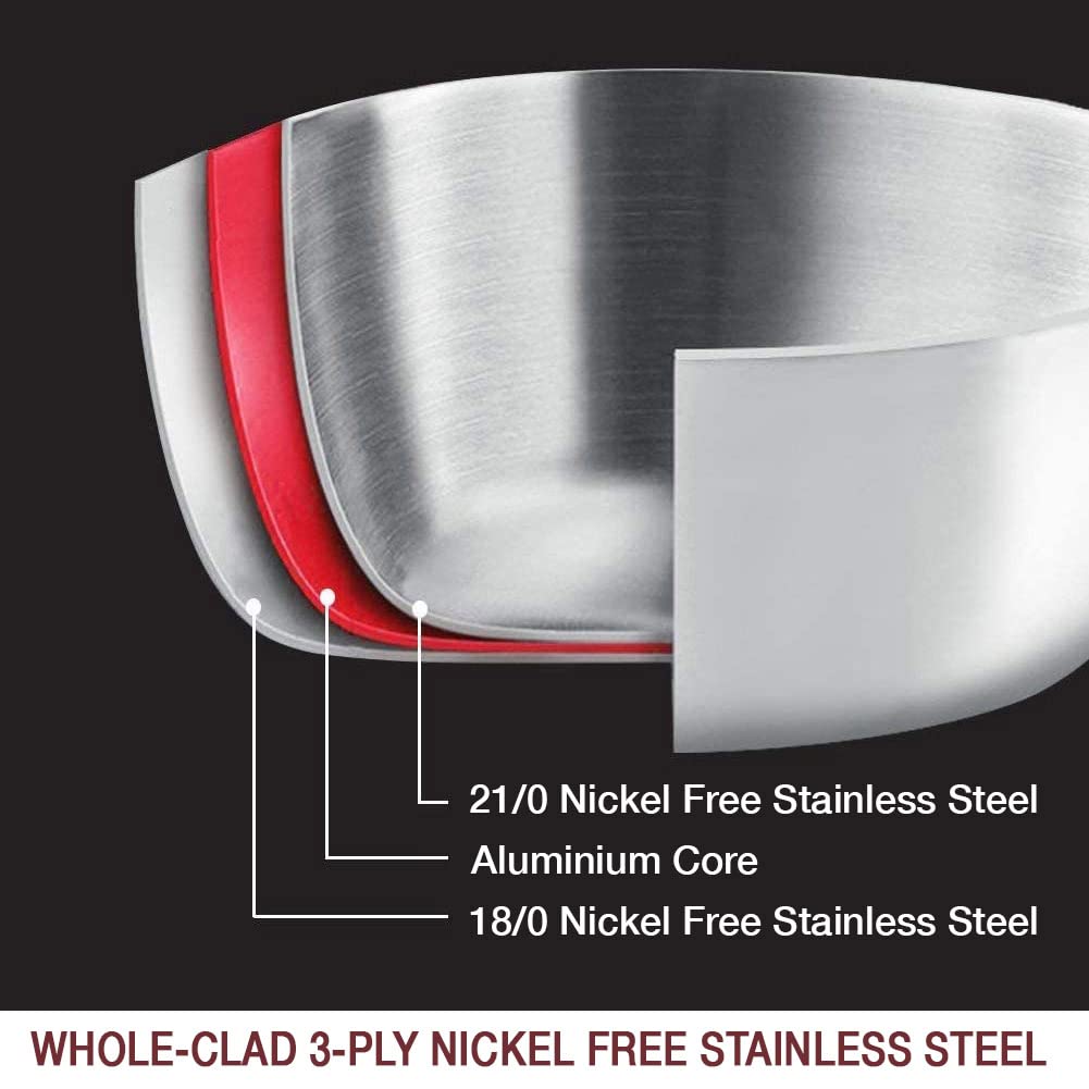 HOMICHEF steamer insert in nickel-free steel for healthy steaming of vegetables