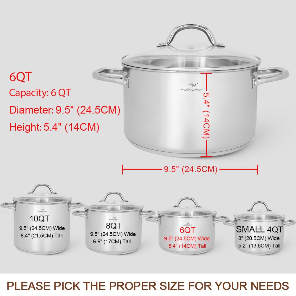 HOMICHEF 6 Qt stay-cool handles for safe stovetop use