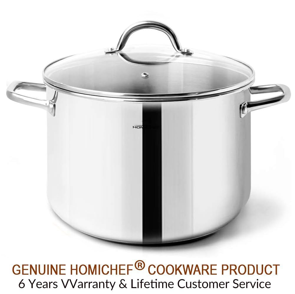 HOMICHEF 6 Qt induction-compatible stock pot on various stoves