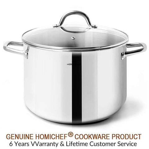 HOMICHEF 6 Qt induction-compatible stock pot on various stoves