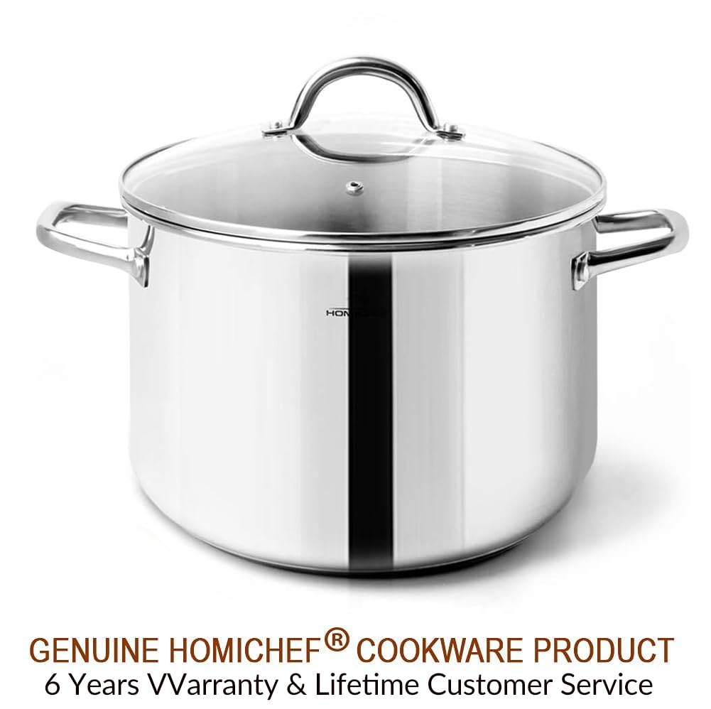HOMICHEF stock pot safe to 400F/200C in warm oven use.