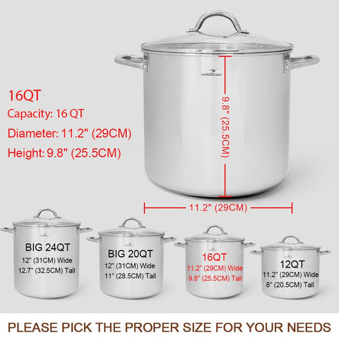 HOMICHEF stockpot with ergonomic, cool-touch handles for safe lifting.