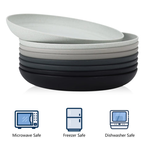 Homienly Deep Dinner Plate ash grey 8 inch, microwave-safe for quick meals.
