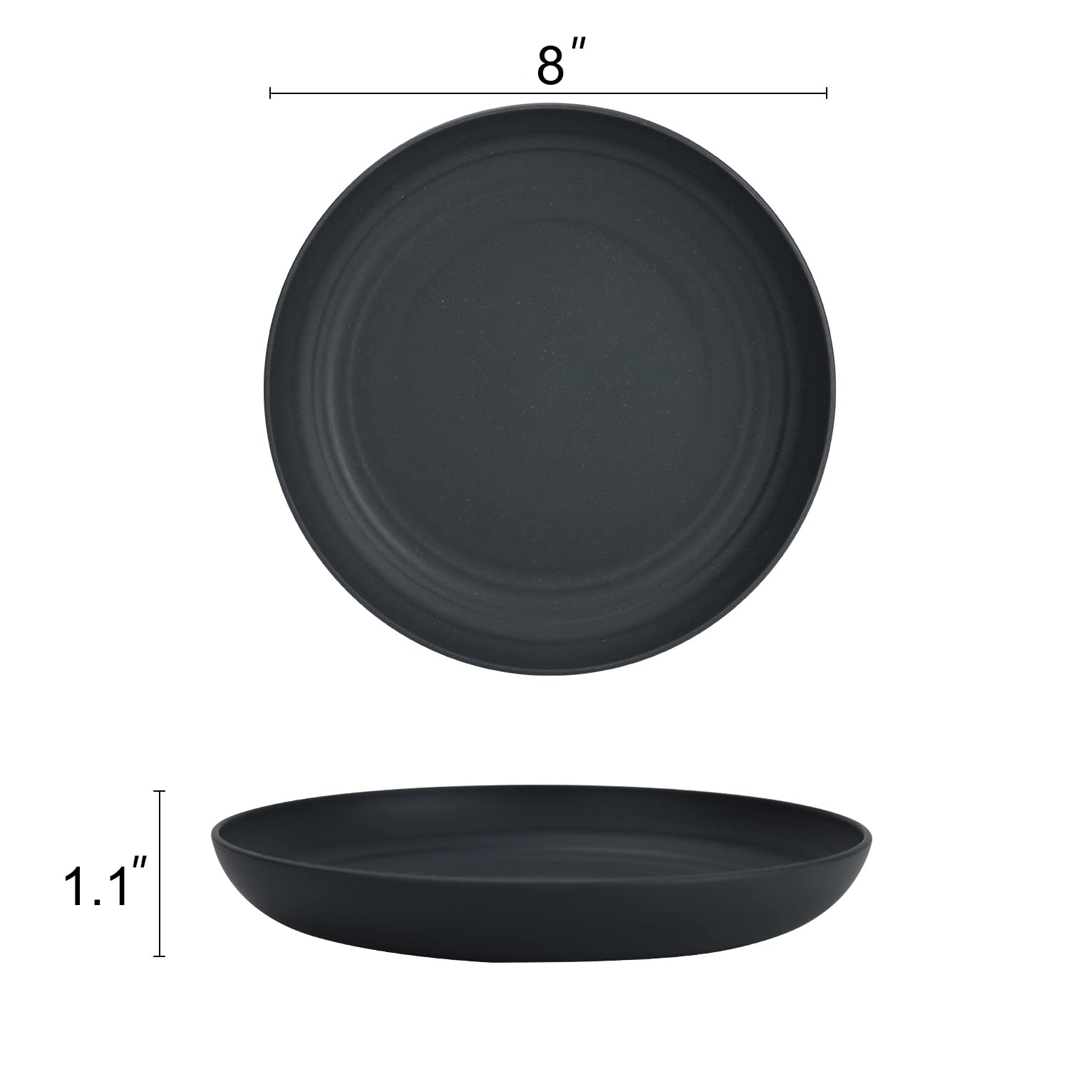 Homienly Deep Dinner Plate charcoal grey 8 inch, kid-friendly unbreakable design.