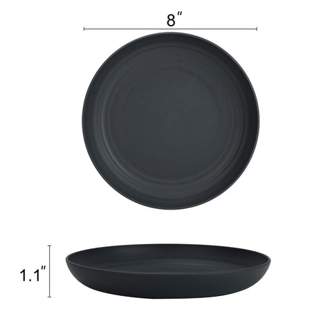 Homienly Deep Dinner Plate charcoal grey 8 inch, kid-friendly unbreakable design.