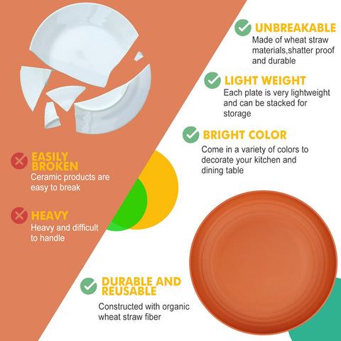 Homienly deep dinner plate green, unbreakable design ideal for outdoor meals.