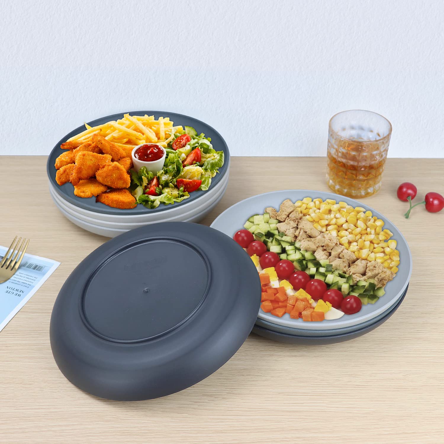 Homienly Deep Dinner Plate onyx black 8 inch, dishwasher-safe for easy cleanup.