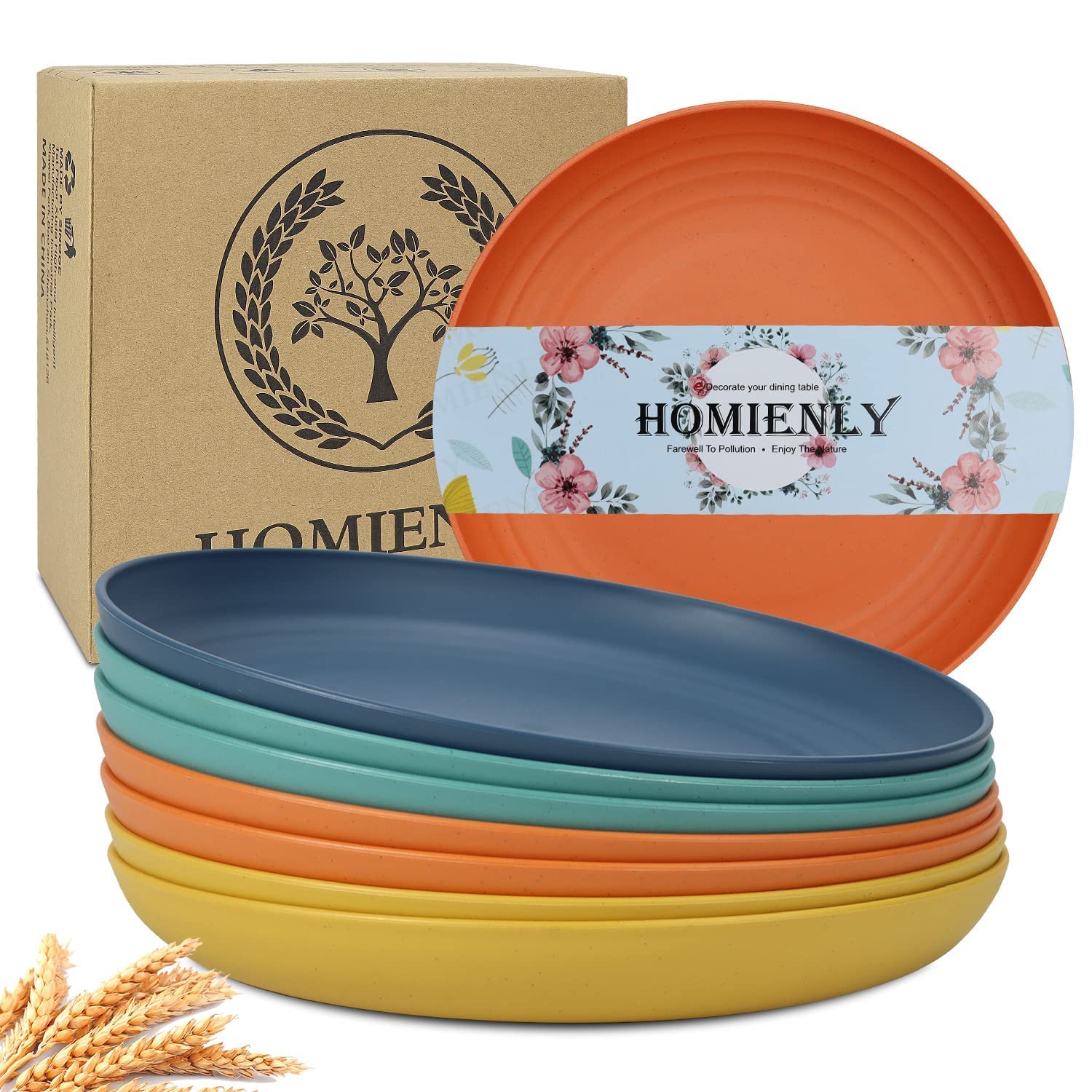Homienly deep dinner plate orange on table, durable kid-friendly color option.