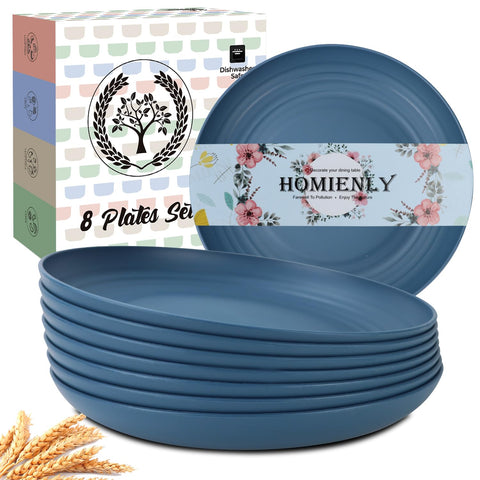 Homienly deep blue 8-9 inch plate, durable and versatile for daily meals.
