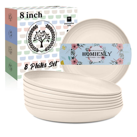 Homienly dessert 8in beige front view plate ideal for family desserts.