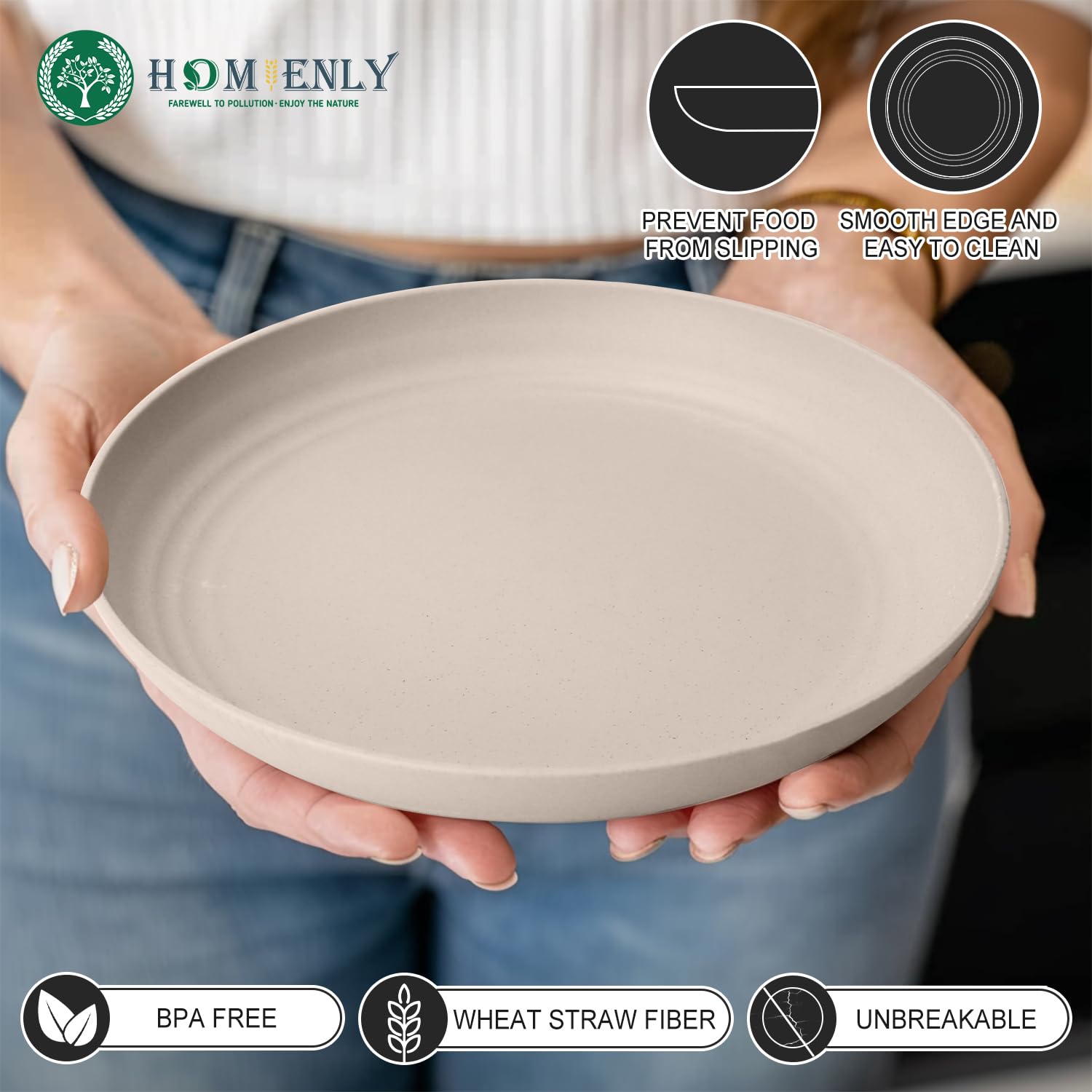 Homienly microwave-safe plate shown in kitchen setting for quick meals.