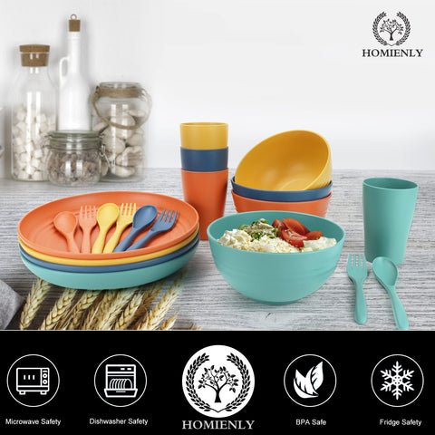 Homienly wheat straw dinnerware safe and odorless for kids.