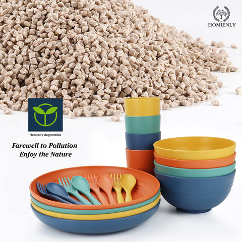 Homienly microwave-safe plates and bowls ideal for quick reheating.