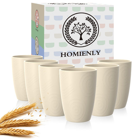 Homienly unbreakable glasses 16oz wheat straw beige stackable for easy handling and reuse.