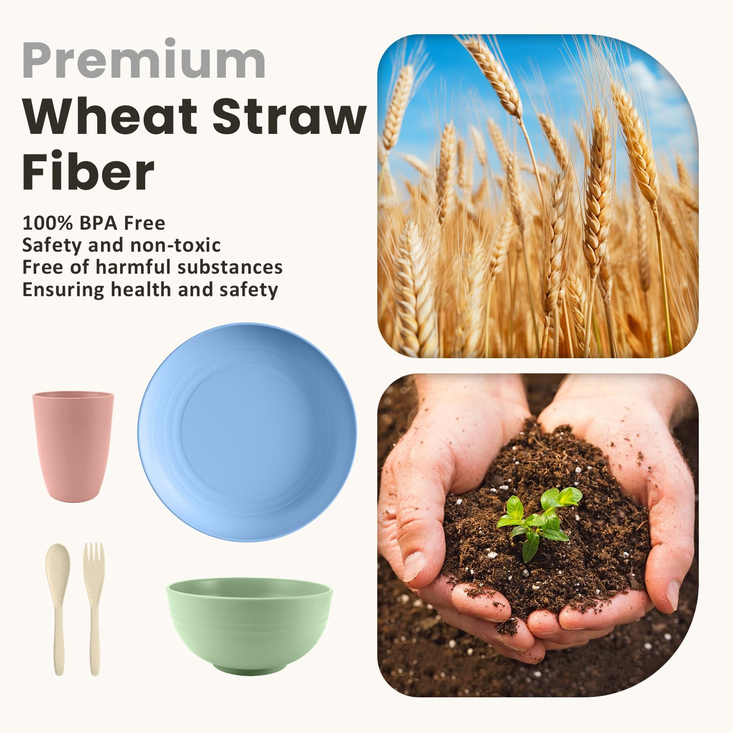 Homienly wheat straw bowl green, great for snacks and soups.