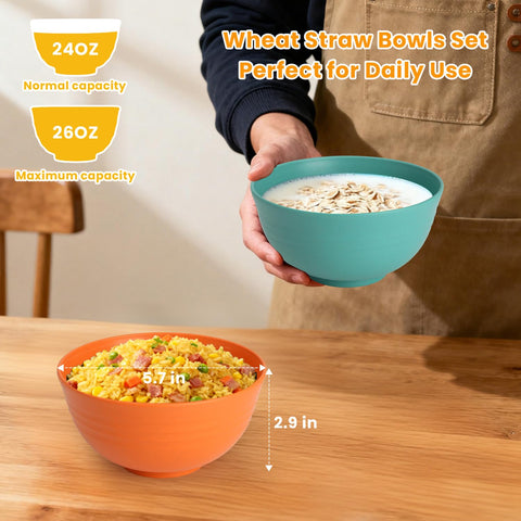 Homienly Wheat Straw Cereal Bowls colorful set for everyday meals and vibrant table settings