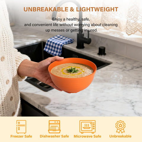 Homienly Wheat Straw Cereal Bowls large capacity for cereals and salads