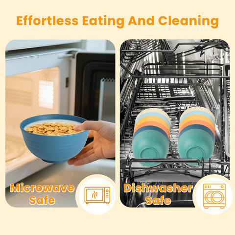 Homienly Wheat Straw Cereal Bowls smooth edges for safe handling