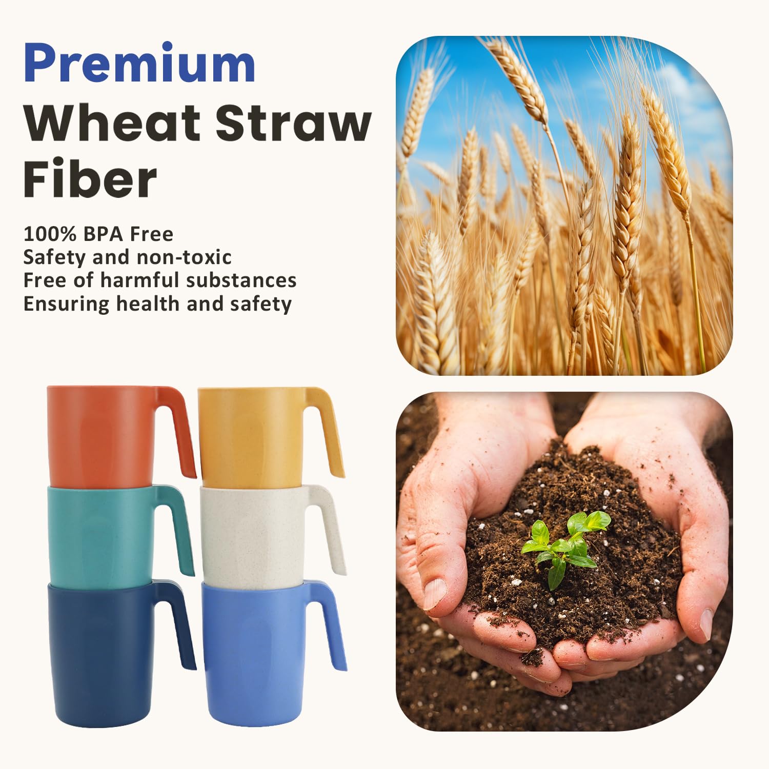 Homienly kid-friendly wheat straw mug for small hands