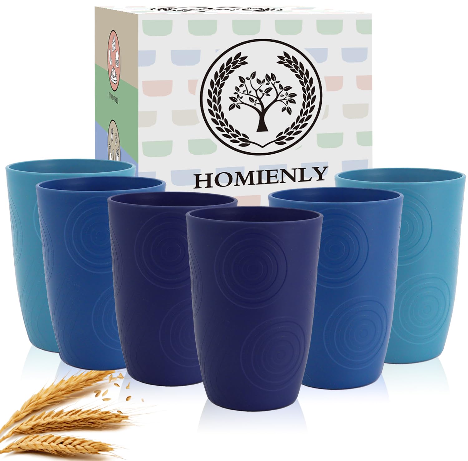 Homienly Wheat Straw Cups 16oz in blue sky for everyday use and outdoor picnics.