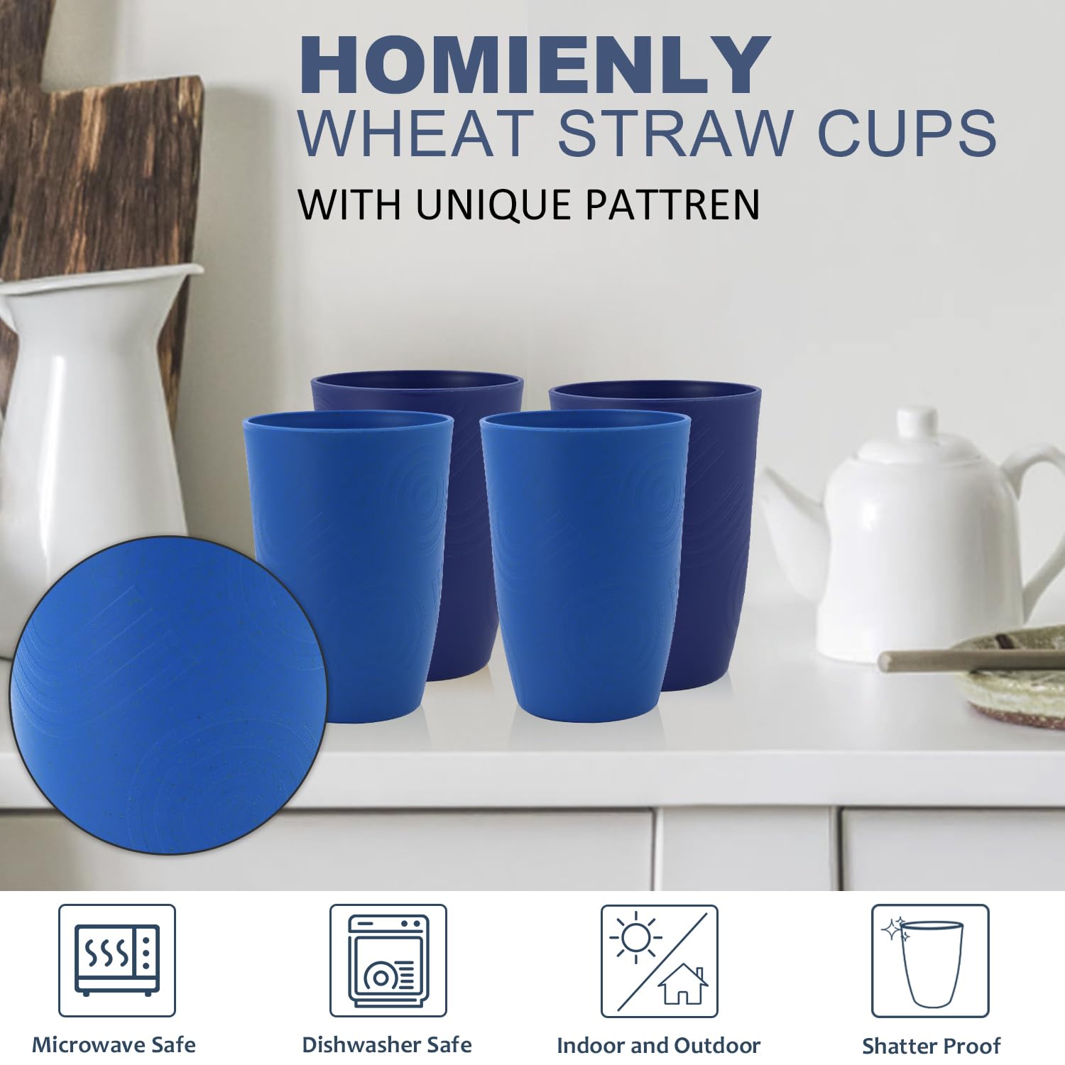 Lightweight wheat straw cups offer comfortable grip during travel.