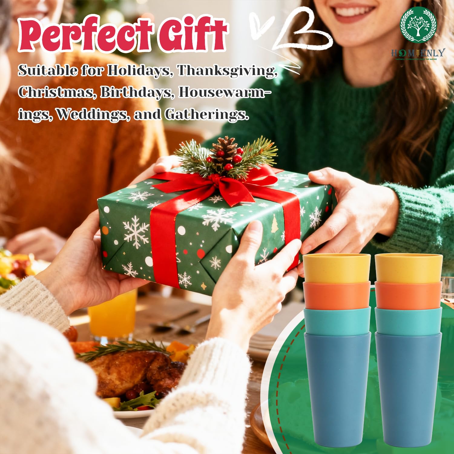 Homienly clear stackable 20 oz cup, minimalist look and easy care.