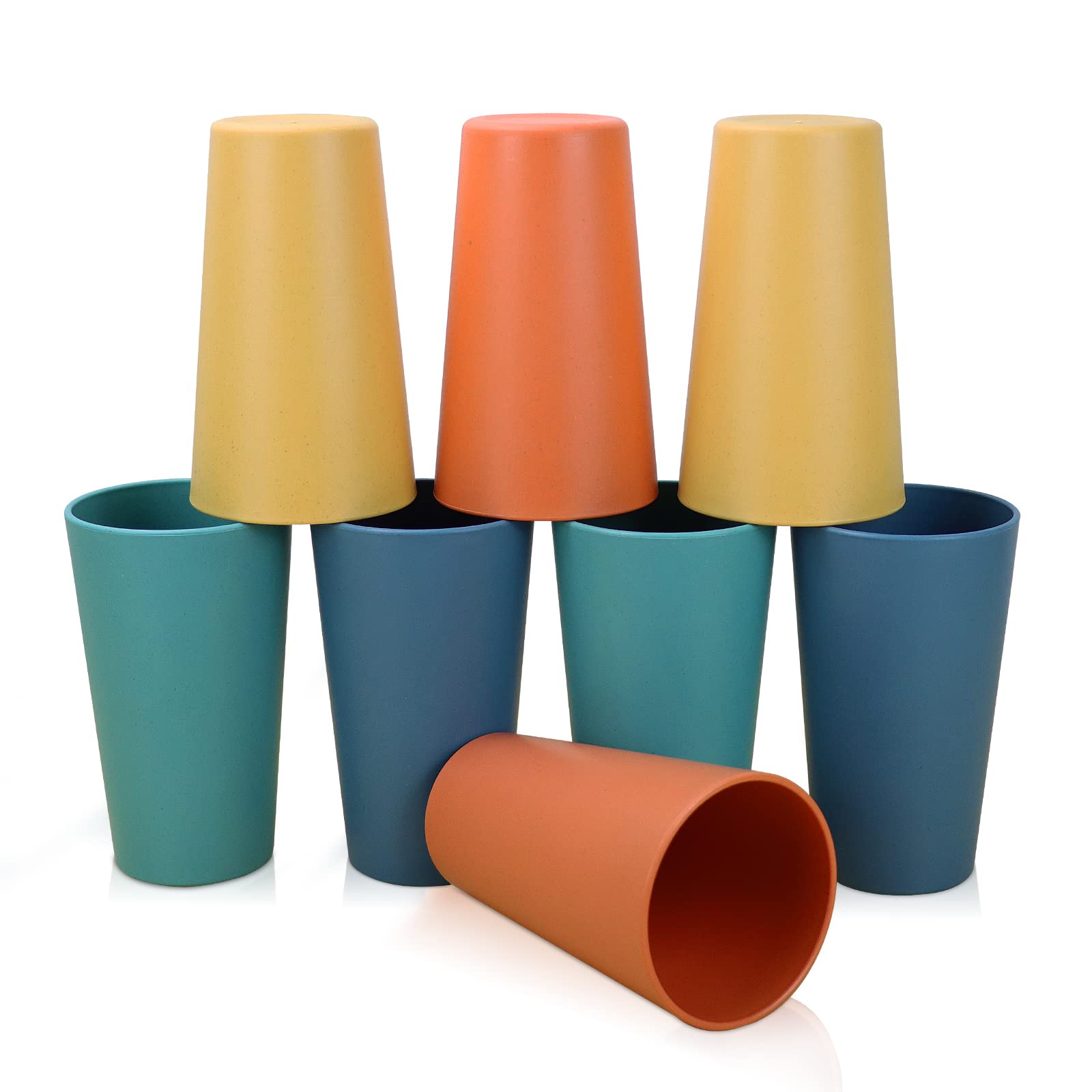Homienly orange stackable 20 oz cup, ideal for outdoor dining.