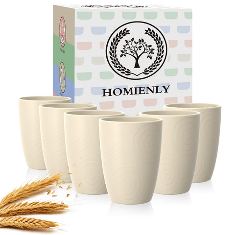 Homienly 6pack beige wheat straw cups for durable daily use