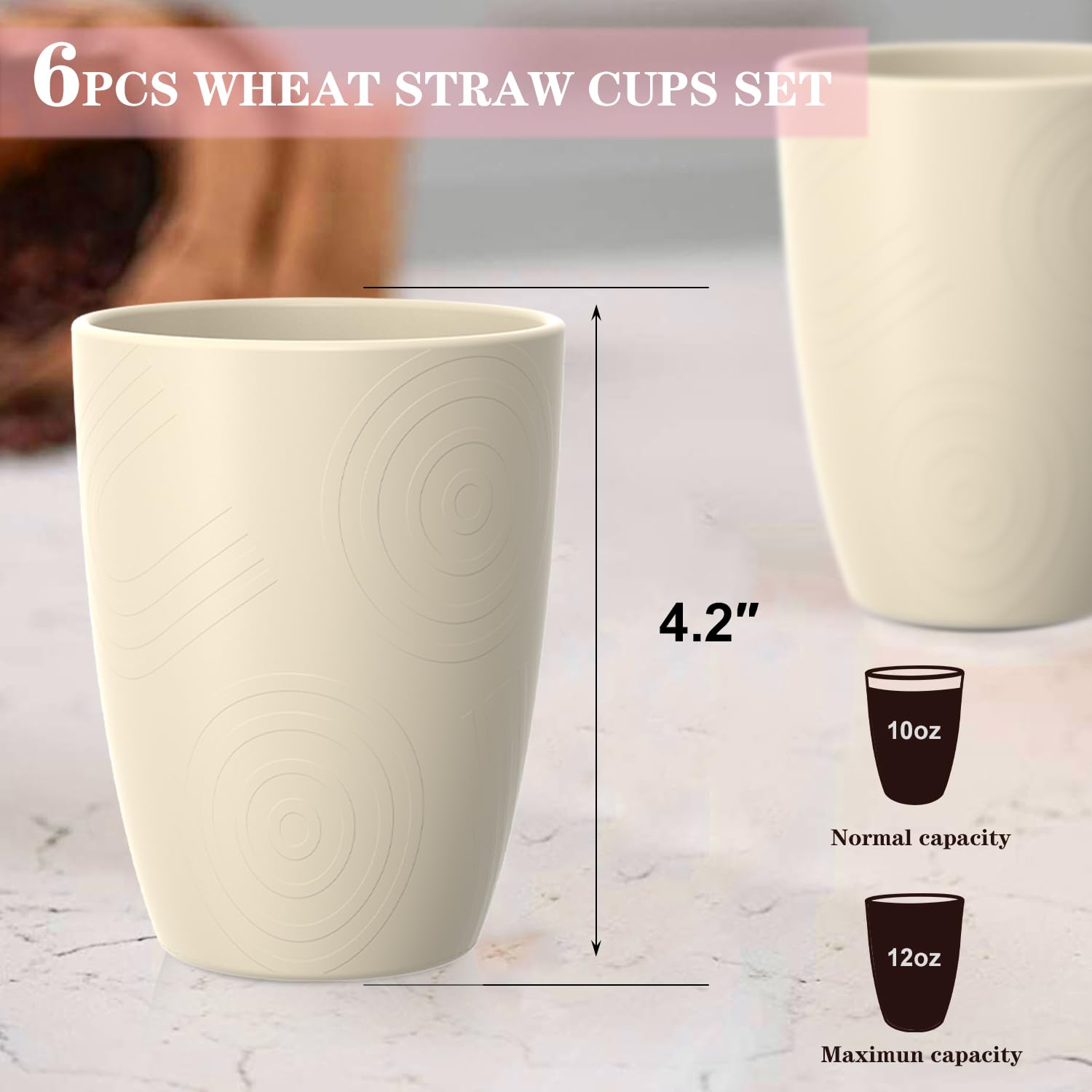 Homienly beige wheat straw cups stacked to save space