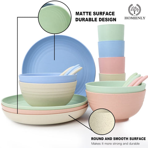 Homienly wheat straw cutlery set, spoon and fork, kid-friendly and light.