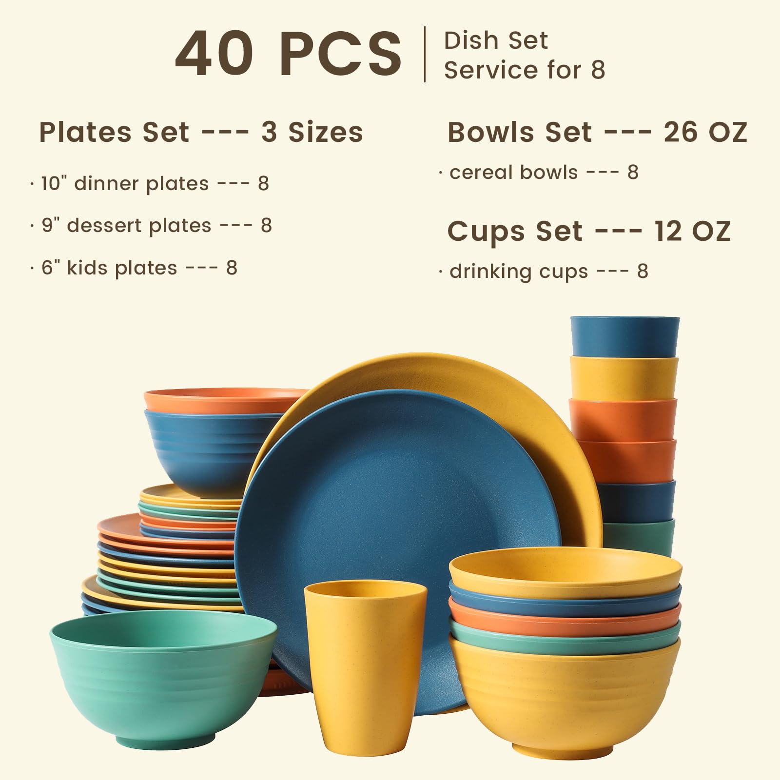 Homienly wheat straw dessert plate 9in, elegant and dishwasher-safe for easy cleanup.