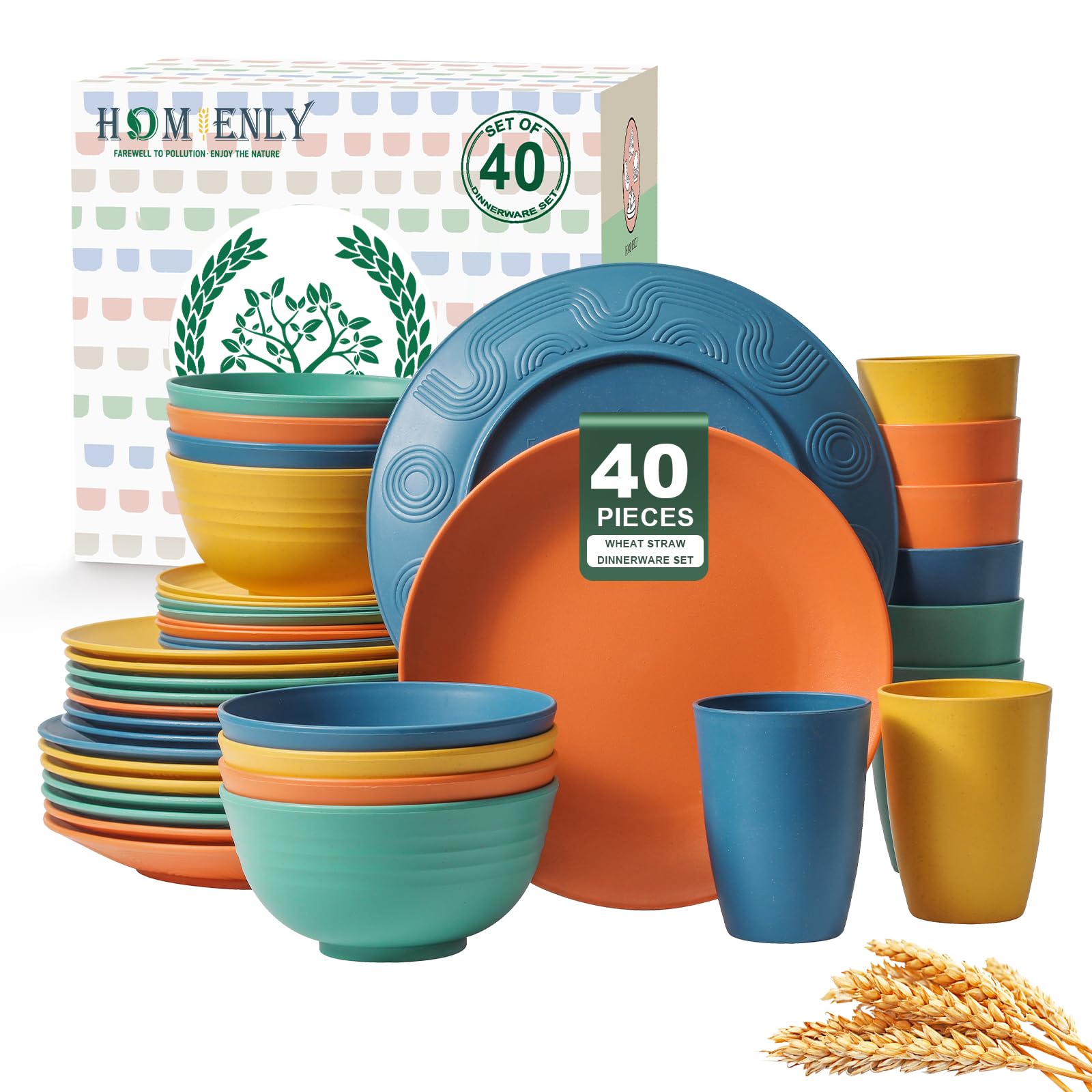 Homienly wheat straw dinner plate 10in, sturdy and lightweight for daily meals.