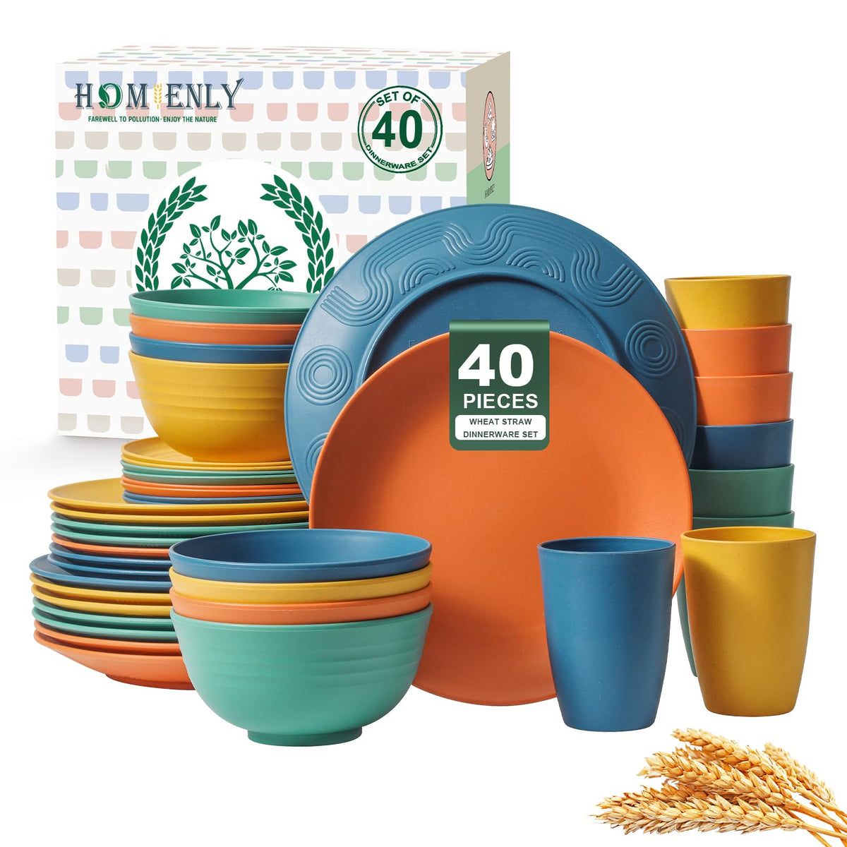 Homienly wheat straw dinner plate 10in, sturdy and lightweight for daily meals.