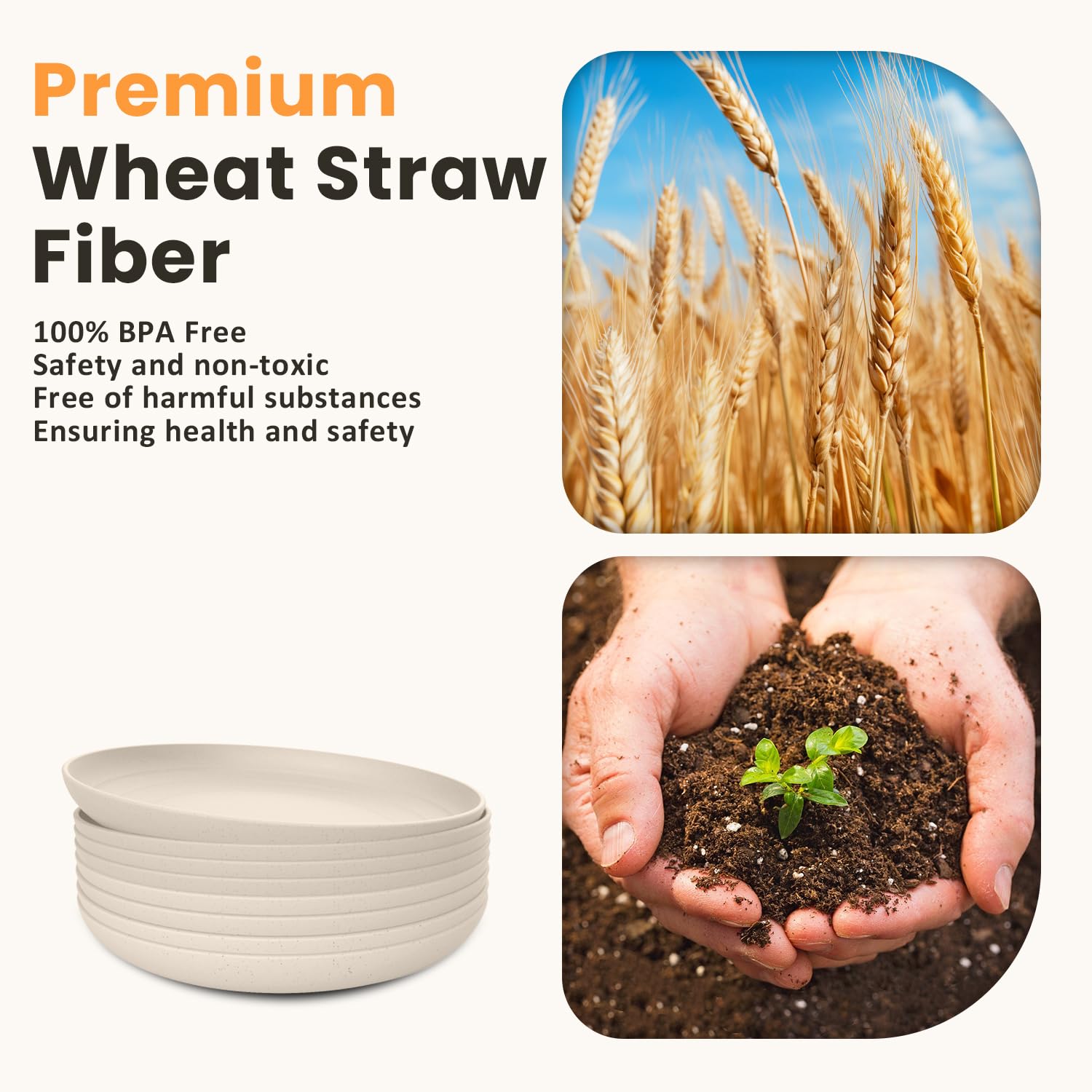 Homienly wheat straw plate is dishwasher-safe and easy to clean