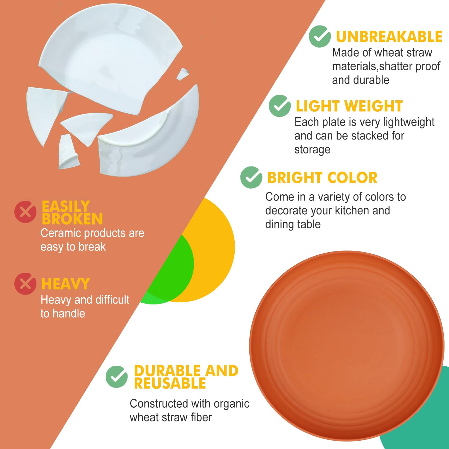 Homienly 10-inch plate—dishwasher-safe for easy cleanup.